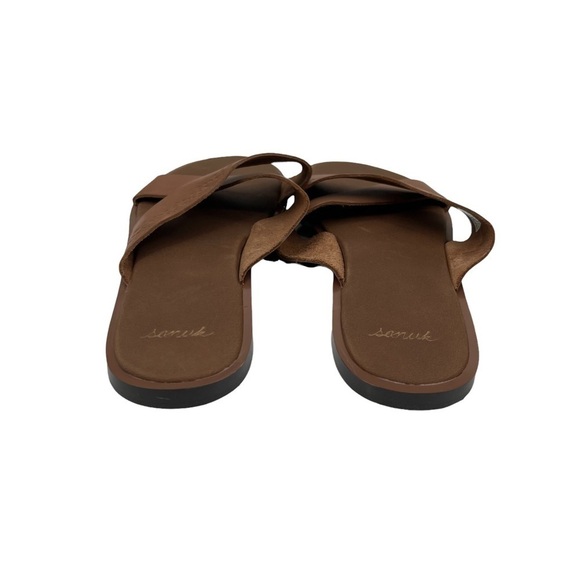 Sanuk Tobacco Gold Yoga Adley Slip On Embellished Sandals Size 7 Women's - Picture 8 of 9